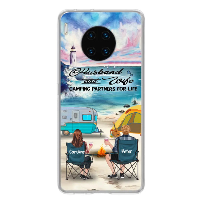 Custom Personalized Beach Camping Phone Case - Couple/ Parents With Upto 3 Kids And 3 Pets - Gift Idea For Camping Lover - Case For Xiaomi, Oppo And Huawei