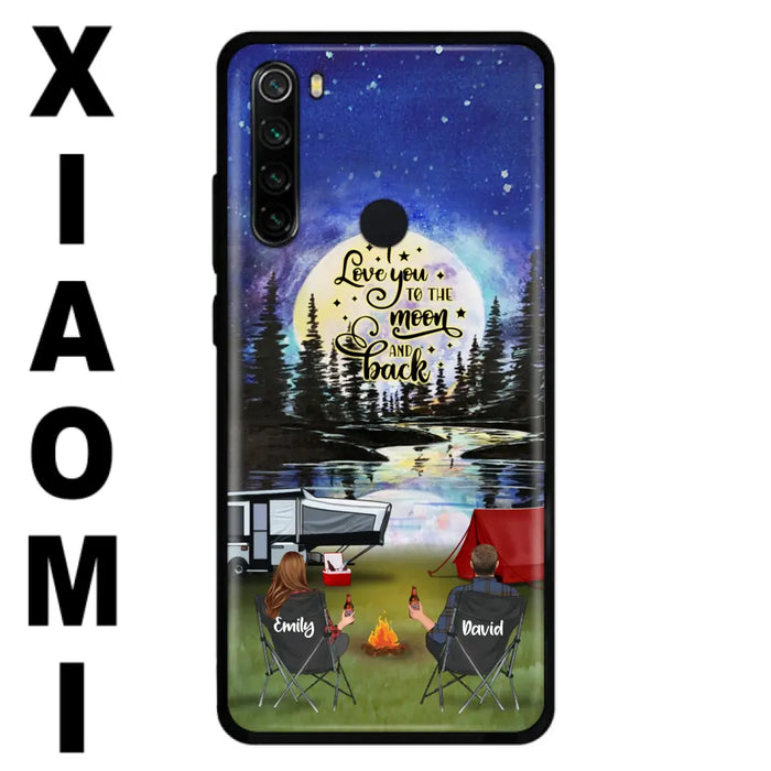 Custom Personalized Camping Moon Phone Case - Couple/ Parents With Upto 3 Kids And 4 Pets - Gift Idea For Camping Lover - I Love You To The Moon And Back - Case For Xiaomi, Oppo And Huawei