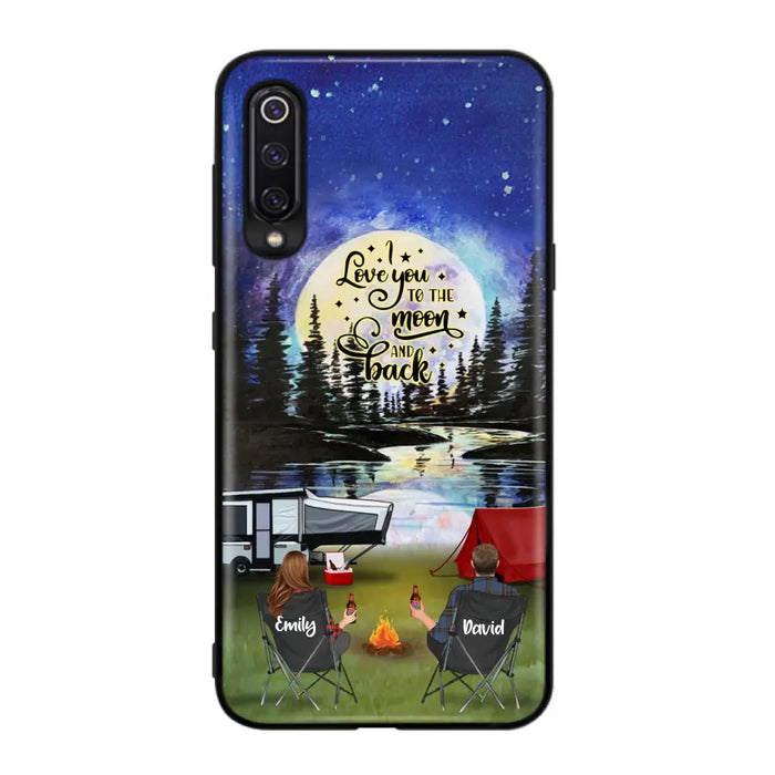 Custom Personalized Camping Moon Phone Case - Couple/ Parents With Upto 3 Kids And 4 Pets - Gift Idea For Camping Lover - I Love You To The Moon And Back - Case For Xiaomi, Oppo And Huawei