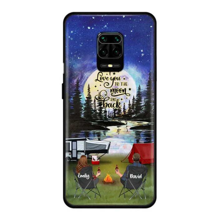 Custom Personalized Camping Moon Phone Case - Couple/ Parents With Upto 3 Kids And 4 Pets - Gift Idea For Camping Lover - I Love You To The Moon And Back - Case For Xiaomi, Oppo And Huawei