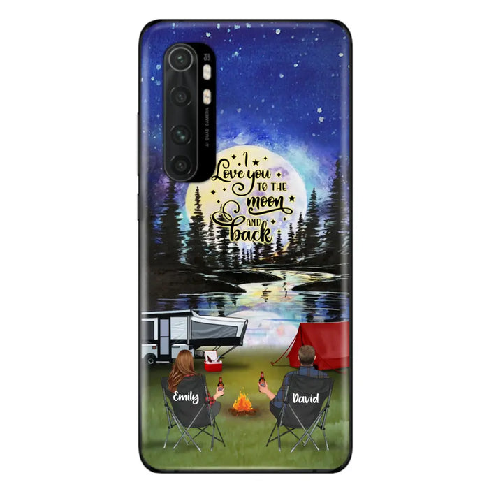 Custom Personalized Camping Moon Phone Case - Couple/ Parents With Upto 3 Kids And 4 Pets - Gift Idea For Camping Lover - I Love You To The Moon And Back - Case For Xiaomi, Oppo And Huawei