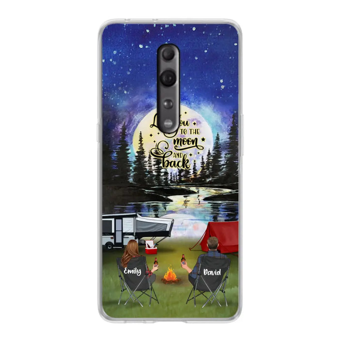 Custom Personalized Camping Moon Phone Case - Couple/ Parents With Upto 3 Kids And 4 Pets - Gift Idea For Camping Lover - I Love You To The Moon And Back - Case For Xiaomi, Oppo And Huawei