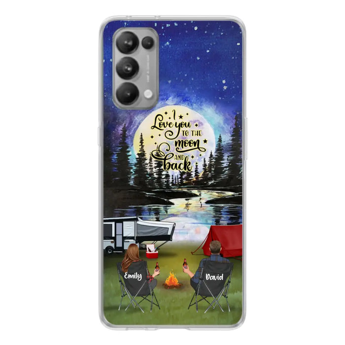 Custom Personalized Camping Moon Phone Case - Couple/ Parents With Upto 3 Kids And 4 Pets - Gift Idea For Camping Lover - I Love You To The Moon And Back - Case For Xiaomi, Oppo And Huawei