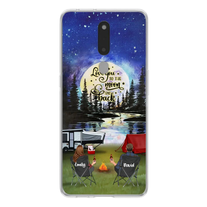 Custom Personalized Camping Moon Phone Case - Couple/ Parents With Upto 3 Kids And 4 Pets - Gift Idea For Camping Lover - I Love You To The Moon And Back - Case For Xiaomi, Oppo And Huawei