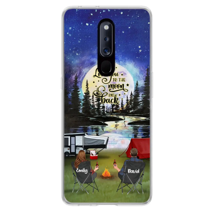 Custom Personalized Camping Moon Phone Case - Couple/ Parents With Upto 3 Kids And 4 Pets - Gift Idea For Camping Lover - I Love You To The Moon And Back - Case For Xiaomi, Oppo And Huawei