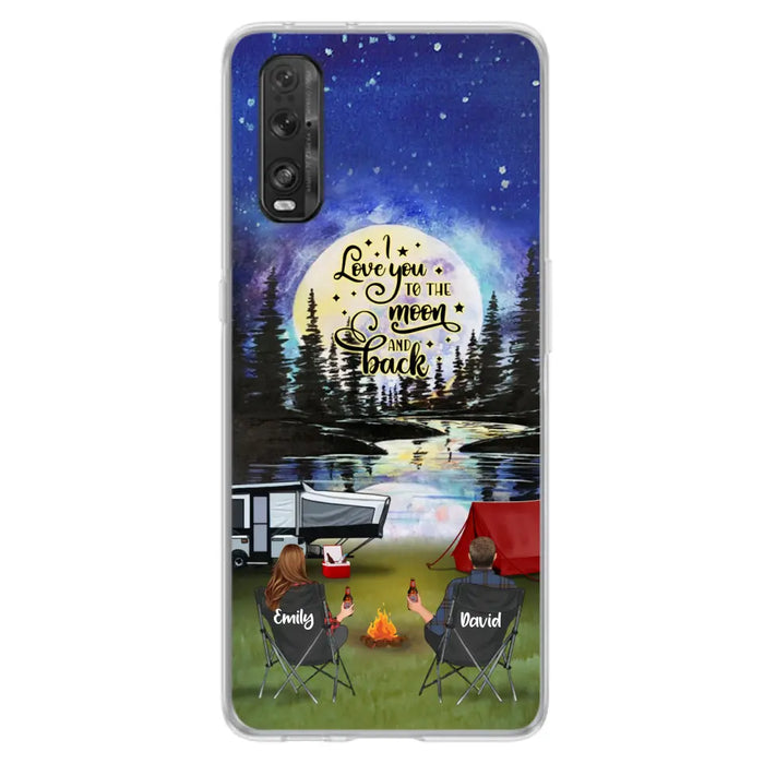 Custom Personalized Camping Moon Phone Case - Couple/ Parents With Upto 3 Kids And 4 Pets - Gift Idea For Camping Lover - I Love You To The Moon And Back - Case For Xiaomi, Oppo And Huawei