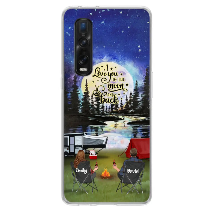 Custom Personalized Camping Moon Phone Case - Couple/ Parents With Upto 3 Kids And 4 Pets - Gift Idea For Camping Lover - I Love You To The Moon And Back - Case For Xiaomi, Oppo And Huawei