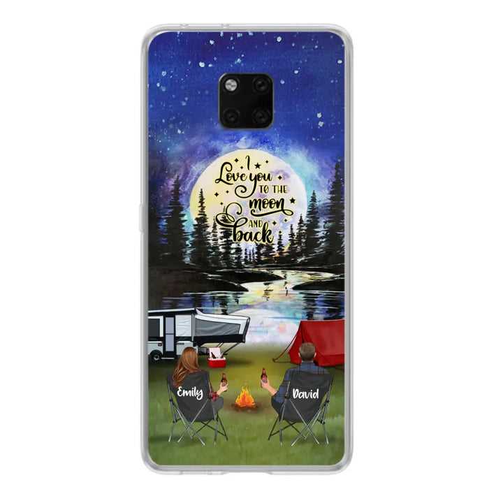 Custom Personalized Camping Moon Phone Case - Couple/ Parents With Upto 3 Kids And 4 Pets - Gift Idea For Camping Lover - I Love You To The Moon And Back - Case For Xiaomi, Oppo And Huawei