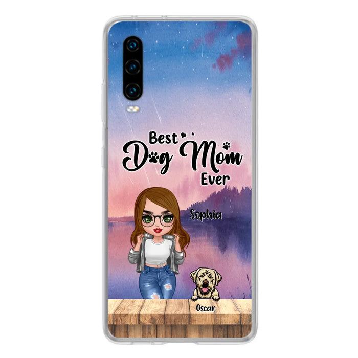 Personalized Dog Mom Chibi Front Phone Case - Gifts For Dog Lover With Up to 4 Dogs - Best Dog Mom Ever - Case For Xiaomi, Oppo And Huawei