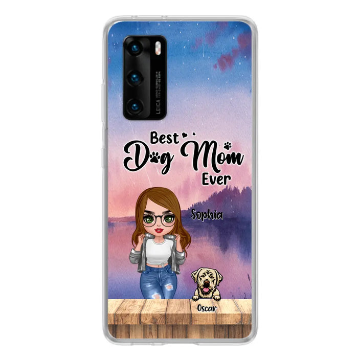 Personalized Dog Mom Chibi Front Phone Case - Gifts For Dog Lover With Up to 4 Dogs - Best Dog Mom Ever - Case For Xiaomi, Oppo And Huawei