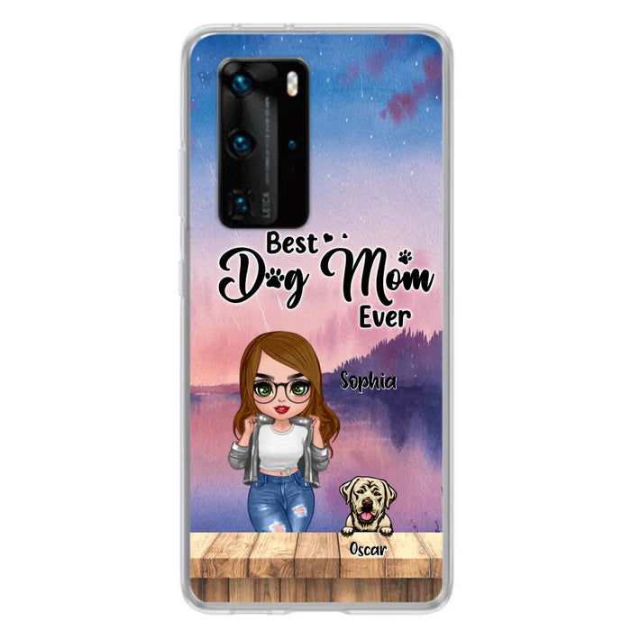 Personalized Dog Mom Chibi Front Phone Case - Gifts For Dog Lover With Up to 4 Dogs - Best Dog Mom Ever - Case For Xiaomi, Oppo And Huawei