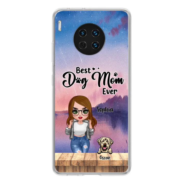 Personalized Dog Mom Chibi Front Phone Case - Gifts For Dog Lover With Up to 4 Dogs - Best Dog Mom Ever - Case For Xiaomi, Oppo And Huawei