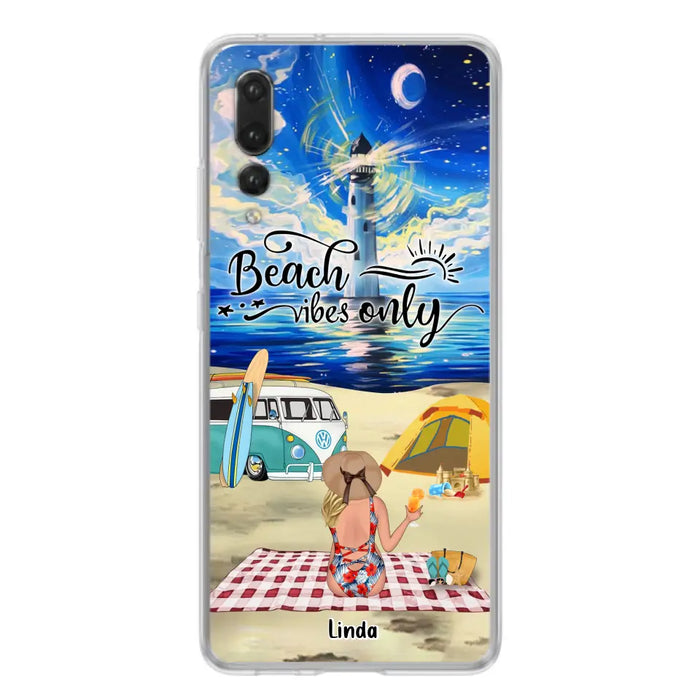 Custom Personalized Camping Beach Phone Case - Upro 4 People - Best Gift For Camping/Couple Lover - The Beach Is Our Happy Place - Case For Xiaomi, Oppo And Huawei