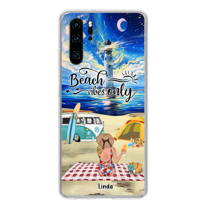 Custom Personalized Camping Beach Phone Case - Upro 4 People - Best Gift For Camping/Couple Lover - The Beach Is Our Happy Place - Case For Xiaomi, Oppo And Huawei