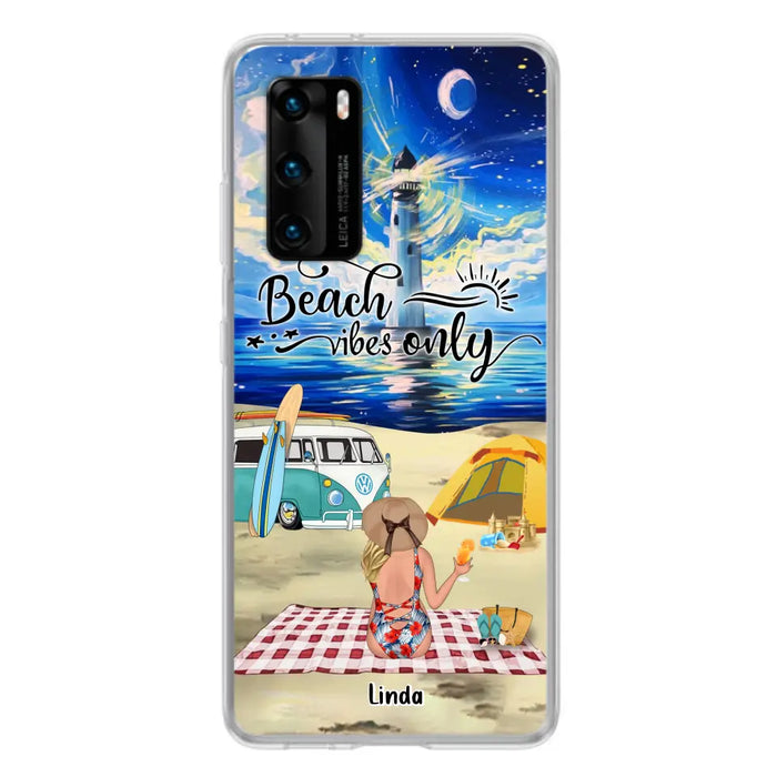 Custom Personalized Camping Beach Phone Case - Upro 4 People - Best Gift For Camping/Couple Lover - The Beach Is Our Happy Place - Case For Xiaomi, Oppo And Huawei