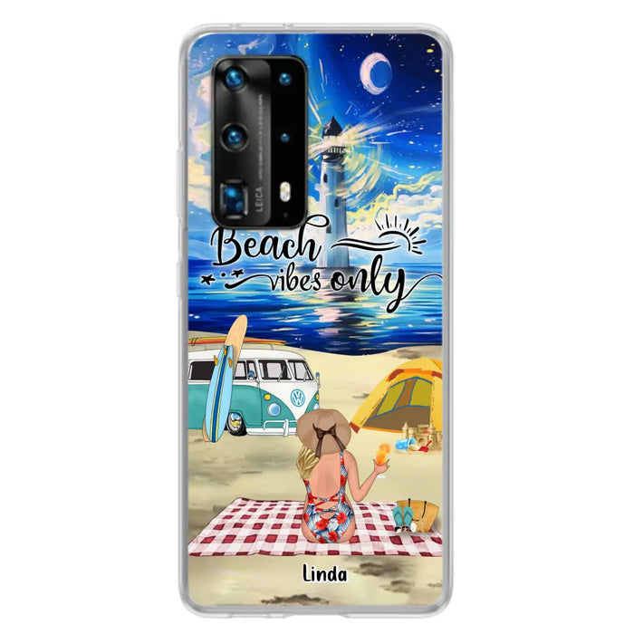 Custom Personalized Camping Beach Phone Case - Upro 4 People - Best Gift For Camping/Couple Lover - The Beach Is Our Happy Place - Case For Xiaomi, Oppo And Huawei