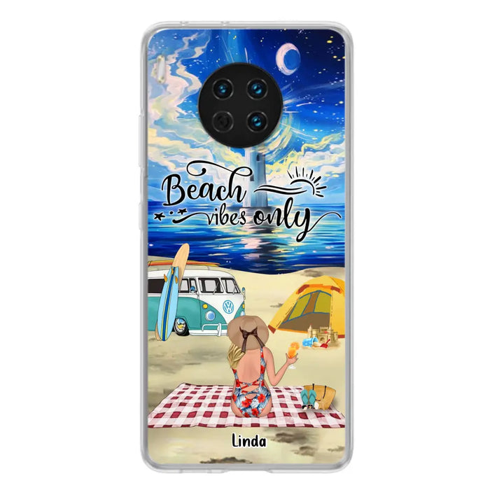 Custom Personalized Camping Beach Phone Case - Upro 4 People - Best Gift For Camping/Couple Lover - The Beach Is Our Happy Place - Case For Xiaomi, Oppo And Huawei