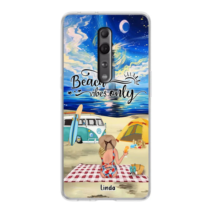 Custom Personalized Camping Beach Phone Case - Upro 4 People - Best Gift For Camping/Couple Lover - The Beach Is Our Happy Place - Case For Xiaomi, Oppo And Huawei