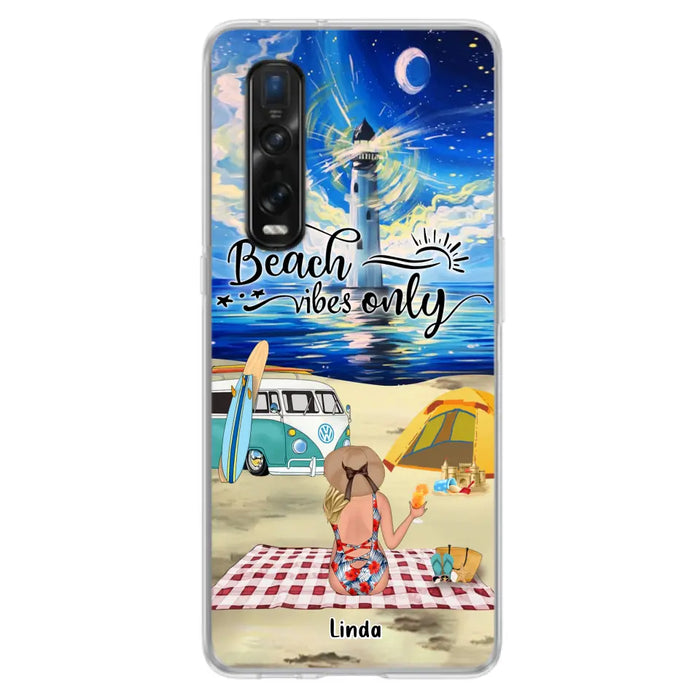 Custom Personalized Camping Beach Phone Case - Upro 4 People - Best Gift For Camping/Couple Lover - The Beach Is Our Happy Place - Case For Xiaomi, Oppo And Huawei