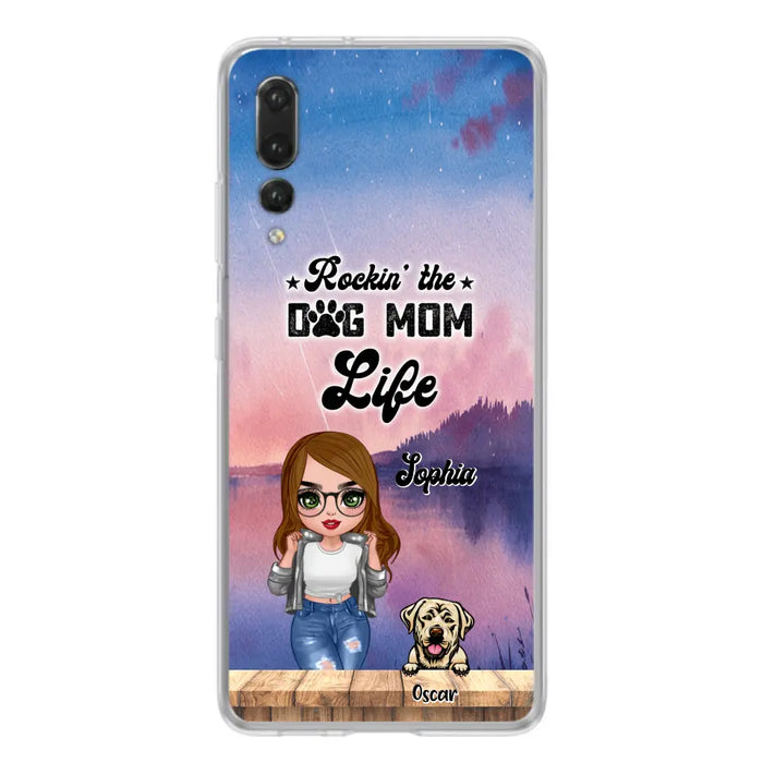 Custom Personalized Dog Mom Chibi Front Phone Case - Gifts For Dog Lover With Up to 4 Dogs - Rockin' The Dog Mom Life - Case For Xiaomi, Oppo And Huawei