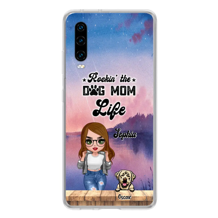 Custom Personalized Dog Mom Chibi Front Phone Case - Gifts For Dog Lover With Up to 4 Dogs - Rockin' The Dog Mom Life - Case For Xiaomi, Oppo And Huawei