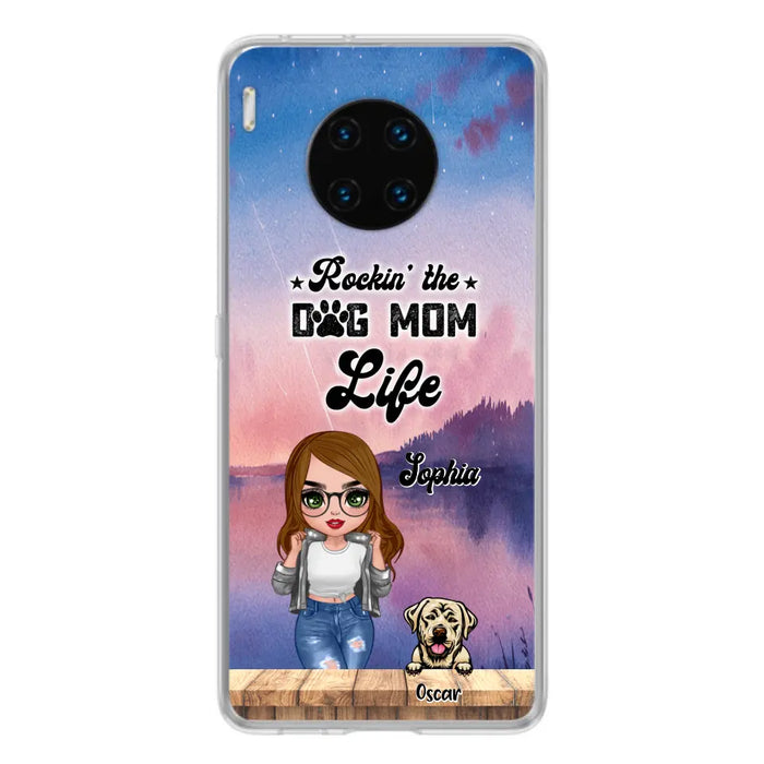 Custom Personalized Dog Mom Chibi Front Phone Case - Gifts For Dog Lover With Up to 4 Dogs - Rockin' The Dog Mom Life - Case For Xiaomi, Oppo And Huawei