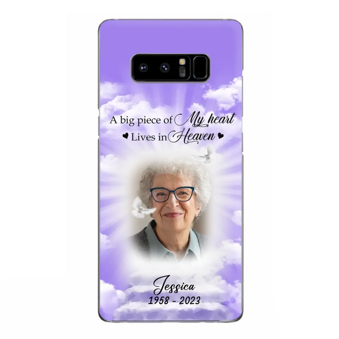 Custom Personalized Memorial Photo Phone Case - Memorial Gift Idea For Mother's Day/Father's Day - A Big Piece Of My Heart Lives In Heaven - Case For iPhone/Samsung