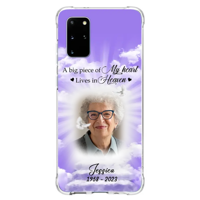 Custom Personalized Memorial Photo Phone Case - Memorial Gift Idea For Mother's Day/Father's Day - A Big Piece Of My Heart Lives In Heaven - Case For iPhone/Samsung