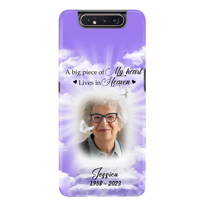 Custom Personalized Memorial Photo Phone Case - Memorial Gift Idea For Mother's Day/Father's Day - A Big Piece Of My Heart Lives In Heaven - Case For iPhone/Samsung