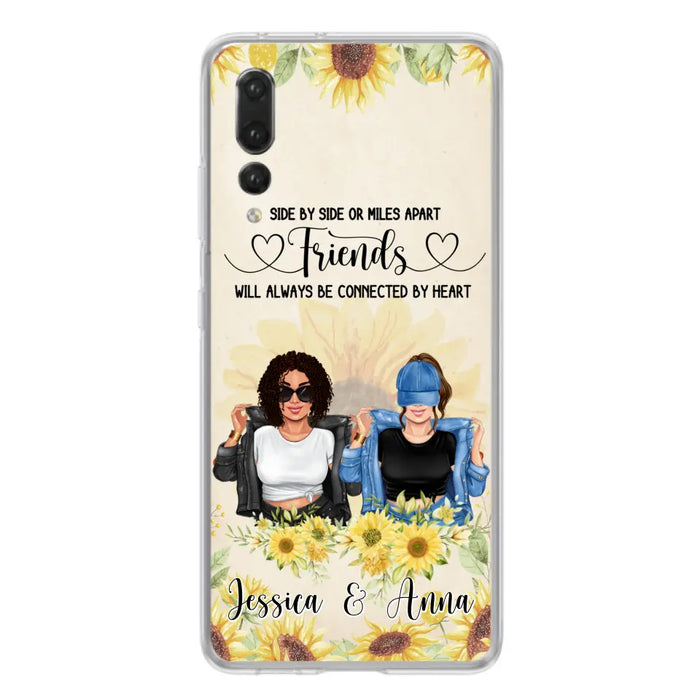 Custom Personalized Friends Phone Case - Upto 4 Girls - Gift Idea For Best Friends - Side By Side Or Miles Apart Friends Will Always Be Connected By Heart - Case for Xiaomi, Huawei & Oppo