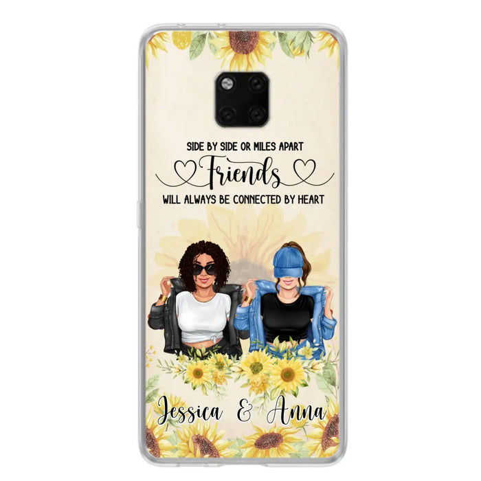 Custom Personalized Friends Phone Case - Upto 4 Girls - Gift Idea For Best Friends - Side By Side Or Miles Apart Friends Will Always Be Connected By Heart - Case for Xiaomi, Huawei & Oppo