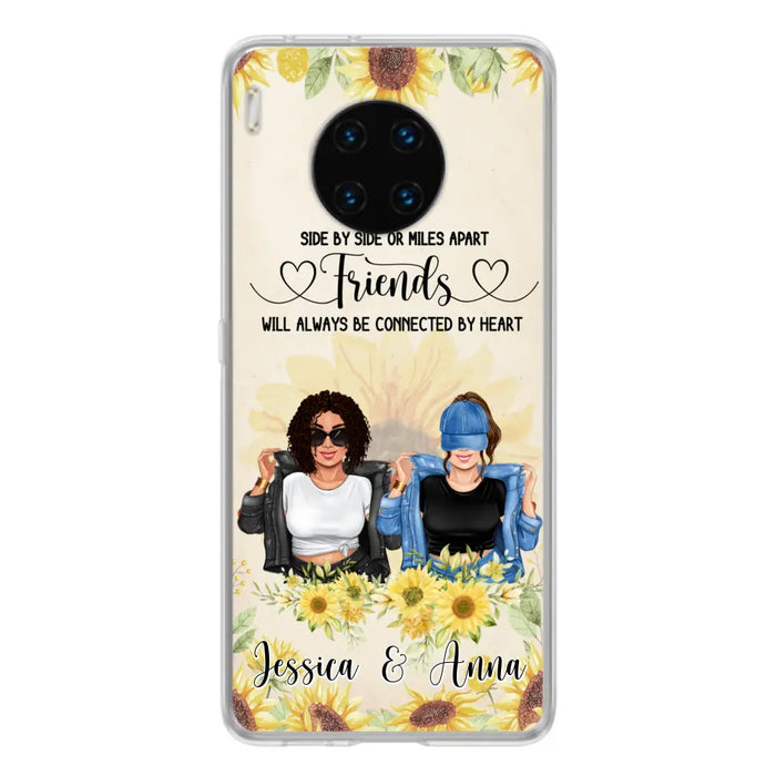 Custom Personalized Friends Phone Case - Upto 4 Girls - Gift Idea For Best Friends - Side By Side Or Miles Apart Friends Will Always Be Connected By Heart - Case for Xiaomi, Huawei & Oppo