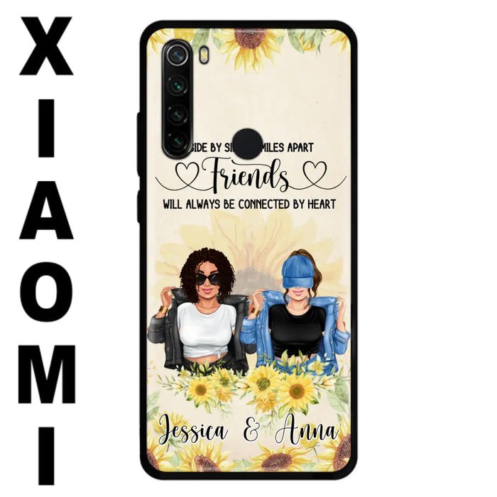 Custom Personalized Friends Phone Case - Upto 4 Girls - Gift Idea For Best Friends - Side By Side Or Miles Apart Friends Will Always Be Connected By Heart - Case for Xiaomi, Huawei & Oppo