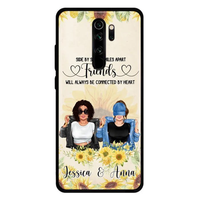 Custom Personalized Friends Phone Case - Upto 4 Girls - Gift Idea For Best Friends - Side By Side Or Miles Apart Friends Will Always Be Connected By Heart - Case for Xiaomi, Huawei & Oppo