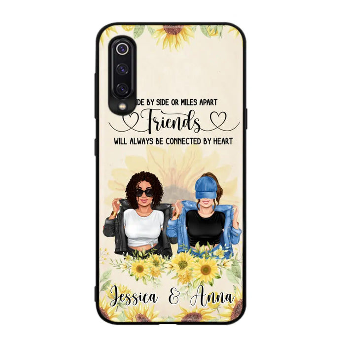 Custom Personalized Friends Phone Case - Upto 4 Girls - Gift Idea For Best Friends - Side By Side Or Miles Apart Friends Will Always Be Connected By Heart - Case for Xiaomi, Huawei & Oppo