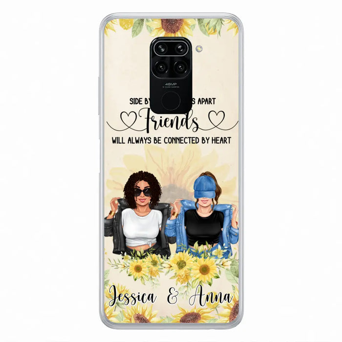 Custom Personalized Friends Phone Case - Upto 4 Girls - Gift Idea For Best Friends - Side By Side Or Miles Apart Friends Will Always Be Connected By Heart - Case for Xiaomi, Huawei & Oppo