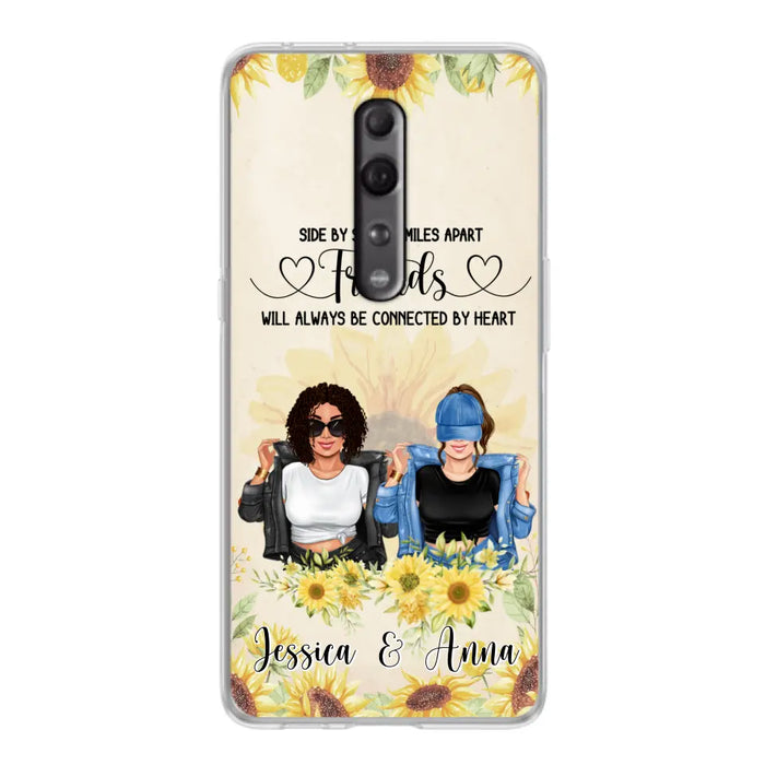 Custom Personalized Friends Phone Case - Upto 4 Girls - Gift Idea For Best Friends - Side By Side Or Miles Apart Friends Will Always Be Connected By Heart - Case for Xiaomi, Huawei & Oppo