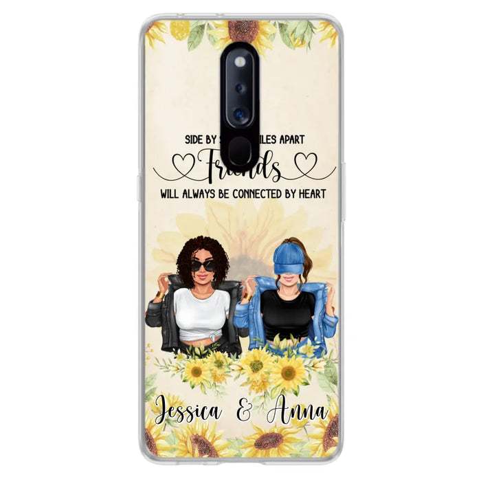 Custom Personalized Friends Phone Case - Upto 4 Girls - Gift Idea For Best Friends - Side By Side Or Miles Apart Friends Will Always Be Connected By Heart - Case for Xiaomi, Huawei & Oppo