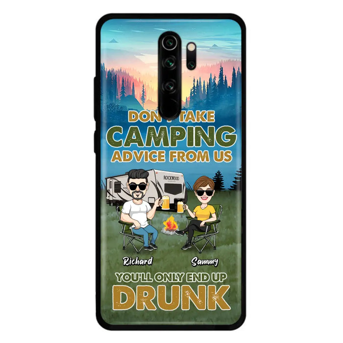 Custom Personalized Camping Friends Phone Case - Upto 7 Friends - Gift Idea For Friends/Camping Lovers - Don't Take Camping Advice From Us You'll Only End Up Drunk - Case for Huawei, Xiaomi & Oppo