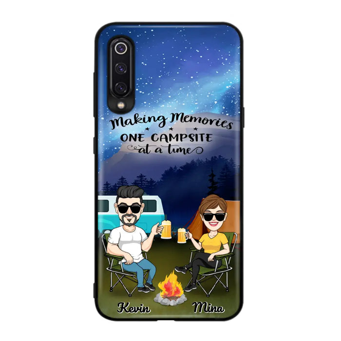 Custom Personalized Night Camping Phone Case - Couple With Up to 3 Dogs - Gift For Couple/ Camping Lover - Making Memories One Campsite At A Time - Case For Xiaomi, Oppo And Huawei