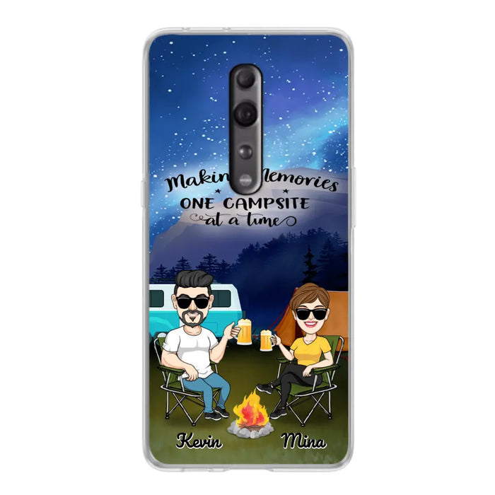 Custom Personalized Night Camping Phone Case - Couple With Up to 3 Dogs - Gift For Couple/ Camping Lover - Making Memories One Campsite At A Time - Case For Xiaomi, Oppo And Huawei