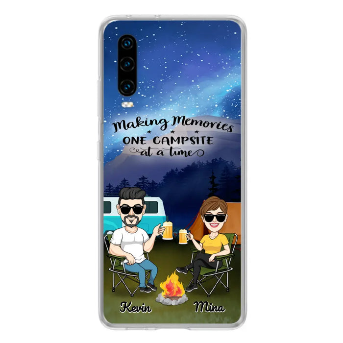 Custom Personalized Night Camping Phone Case - Couple With Up to 3 Dogs - Gift For Couple/ Camping Lover - Making Memories One Campsite At A Time - Case For Xiaomi, Oppo And Huawei