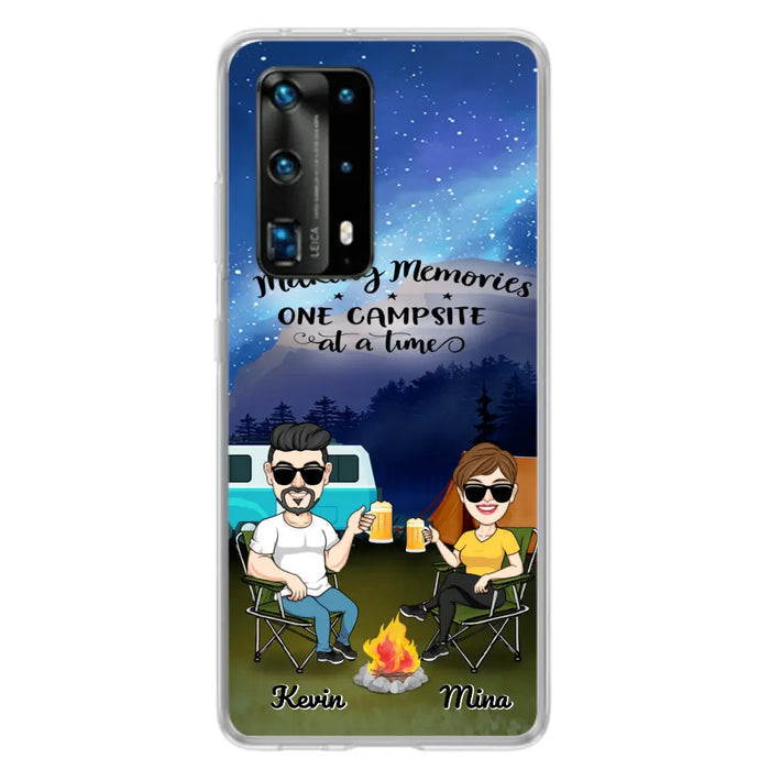 Custom Personalized Night Camping Phone Case - Couple With Up to 3 Dogs - Gift For Couple/ Camping Lover - Making Memories One Campsite At A Time - Case For Xiaomi, Oppo And Huawei