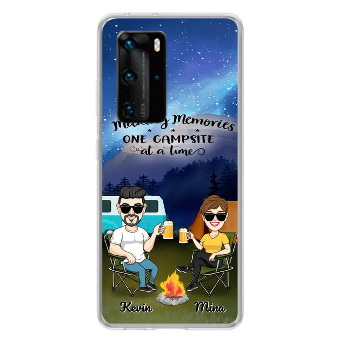 Custom Personalized Night Camping Phone Case - Couple With Up to 3 Dogs - Gift For Couple/ Camping Lover - Making Memories One Campsite At A Time - Case For Xiaomi, Oppo And Huawei