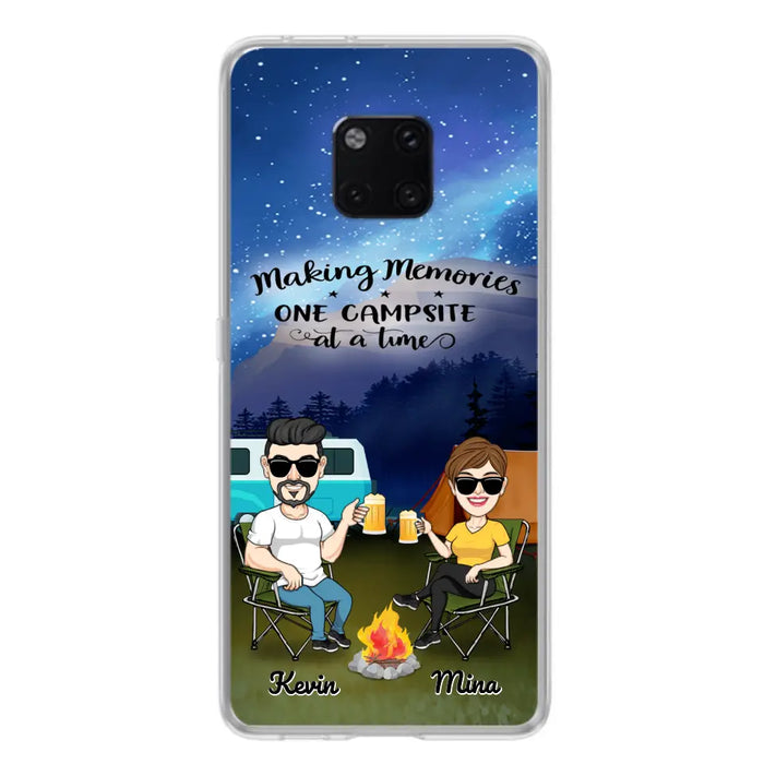 Custom Personalized Night Camping Phone Case - Couple With Up to 3 Dogs - Gift For Couple/ Camping Lover - Making Memories One Campsite At A Time - Case For Xiaomi, Oppo And Huawei