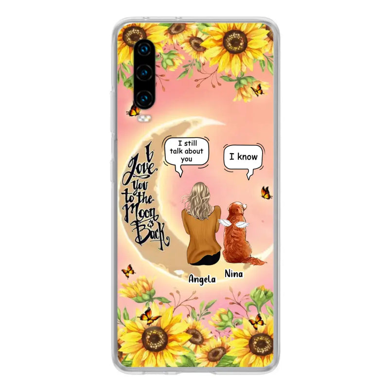 Custom Memorial Pet Sunflower Phone Case - Adult/Couple With Up to 4 Pets - Memorial Gift Idea For Dog/Cat Lovers - I Love You To The Moon & Back - Case For Xiaomi, Oppo And Huawei