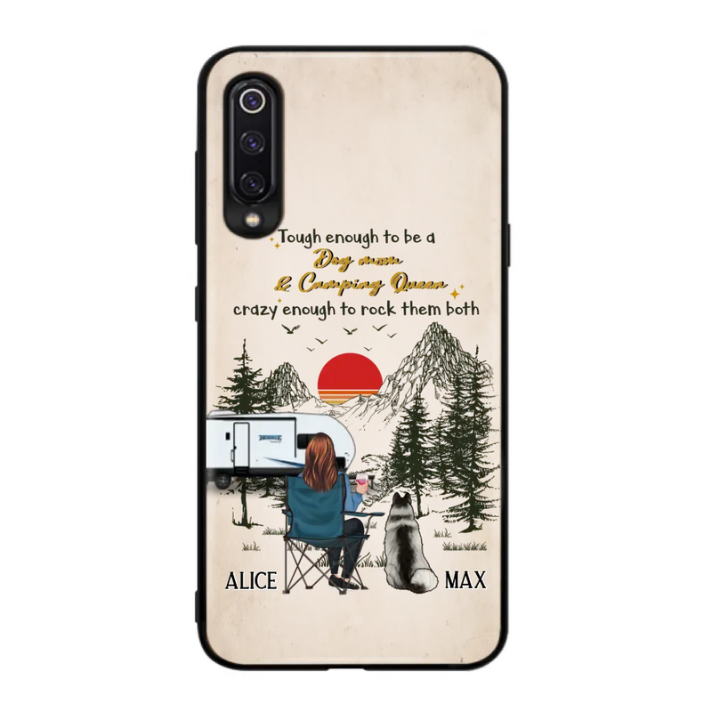 Personalized Dog Mom Phone Case - Up to 4 Dogs - Mother's Day Gift Idea Dog/Camping Lovers - Tough Enough To Be A Dog Mom And Camping Queen Crazy Enough To Rock Them Both - Case For Xiaomi/Huawei/Oppo