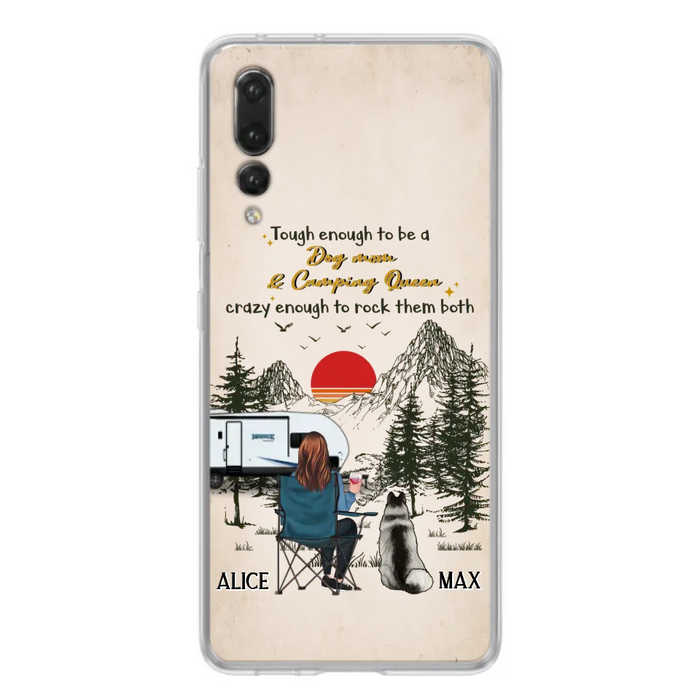 Custom Personalized Dog Mom Phone Case - Upto 4 Dogs - Mother's Day Gift Idea Dog/Camping Lovers - Tough Enough To Be A Dog Mom And Camping Queen Crazy Enough To Rock Them Both - Case For Xiaomi/Huawei/Oppo