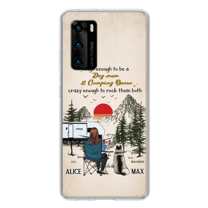 Custom Personalized Dog Mom Phone Case - Upto 4 Dogs - Mother's Day Gift Idea Dog/Camping Lovers - Tough Enough To Be A Dog Mom And Camping Queen Crazy Enough To Rock Them Both - Case For Xiaomi/Huawei/Oppo