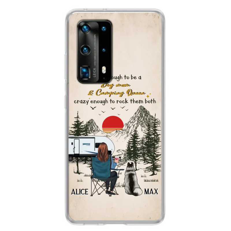 Personalized Dog Mom Phone Case - Up to 4 Dogs - Mother's Day Gift Idea Dog/Camping Lovers - Tough Enough To Be A Dog Mom And Camping Queen Crazy Enough To Rock Them Both - Case For Xiaomi/Huawei/Oppo